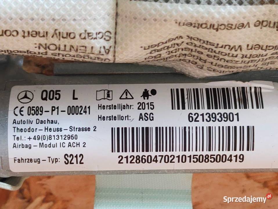 Airbag Kurtyna Lewa Mercedes W212 Lift Kombi Pleszew