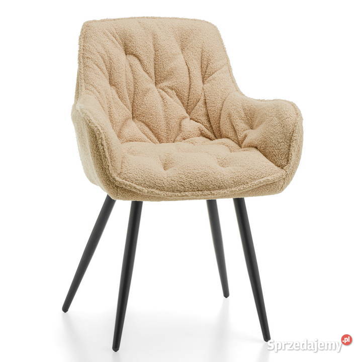 Krzesło Tapicerowane Siena Beżowe Boucle Wysyłka 58cm Tarchały Małe