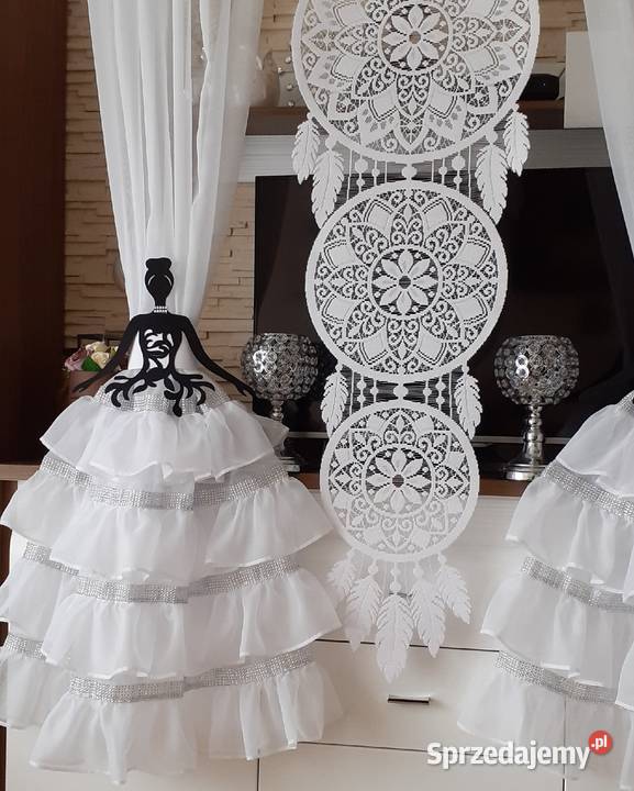 Firany z falbankami i ażur łapacz snów Firany