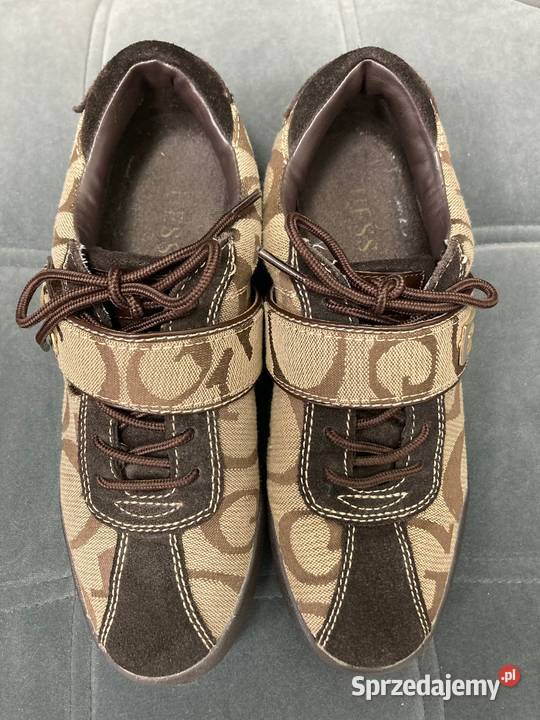 Trampki buty damskie Guess logowane brąz nowe 39 Nisko