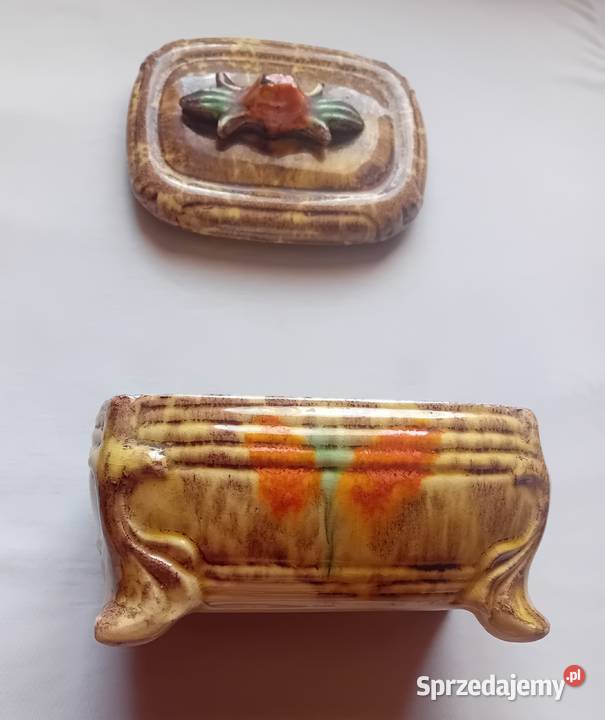 Ceramiczna szkatułka Jasba zdobiona glazurą Koźminek