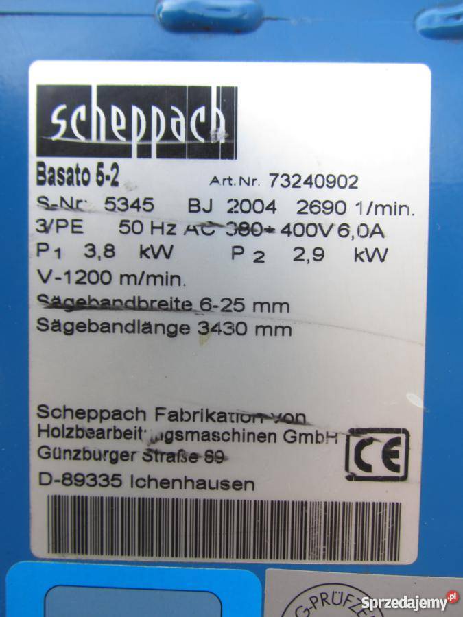 Piła Taśmowa Scheppach Basato 52 Szamocin