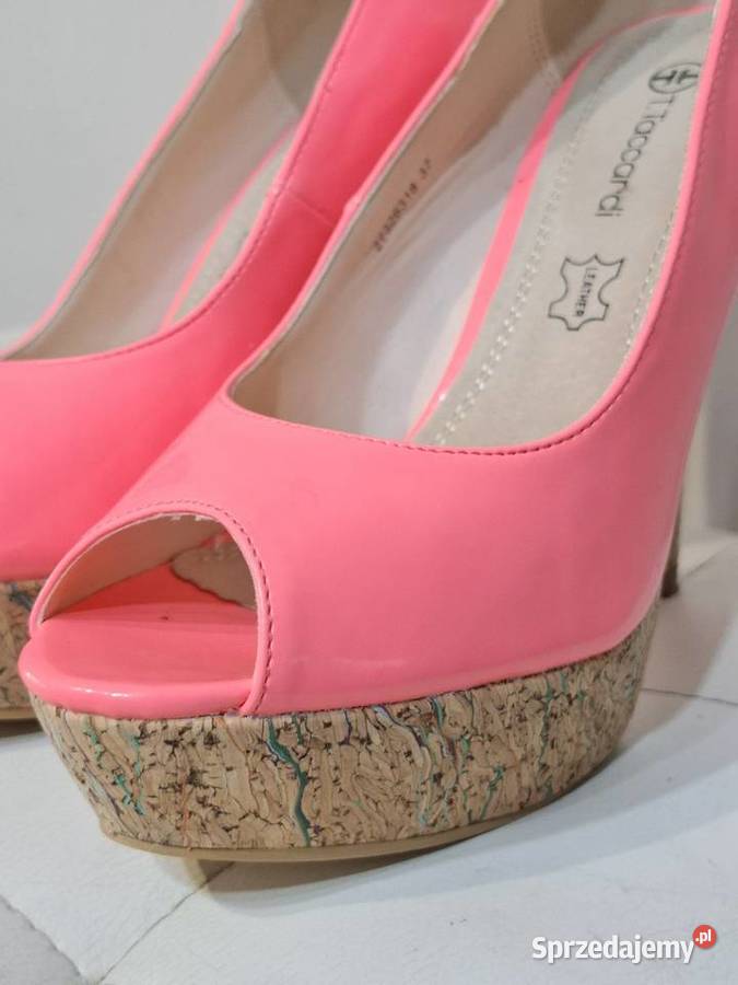 Neonowe szpilki 37 peep toe na platformie Czółenka Kraków