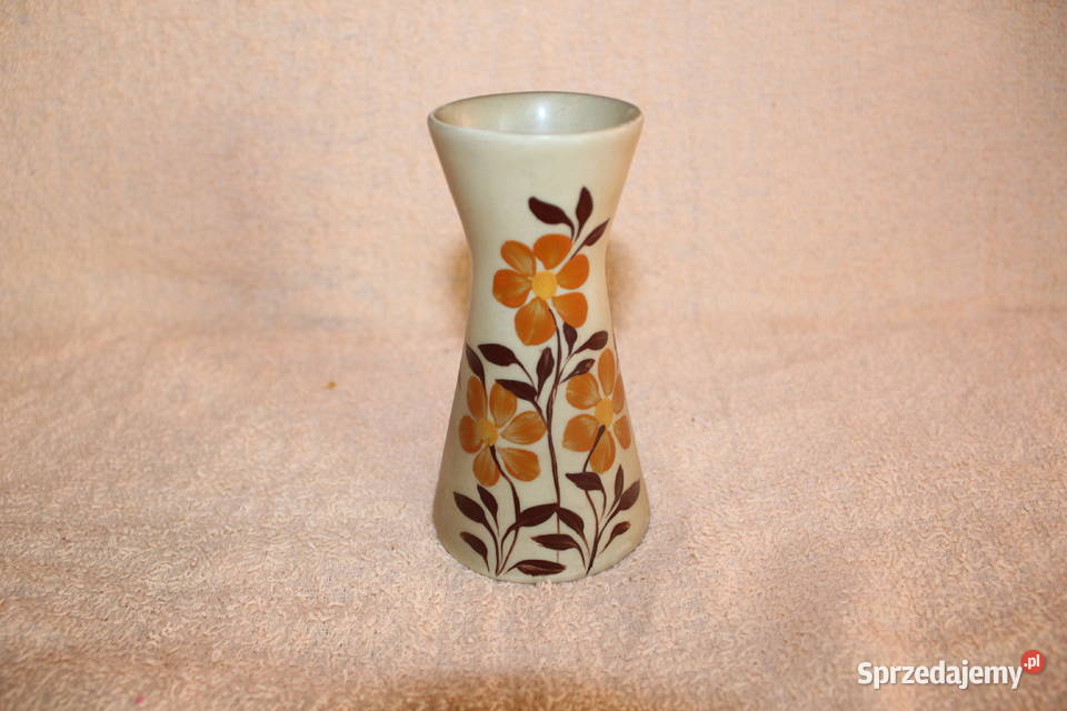 Wazonik z kwiatami Tułowice klepsydra lata 70 Chorzów