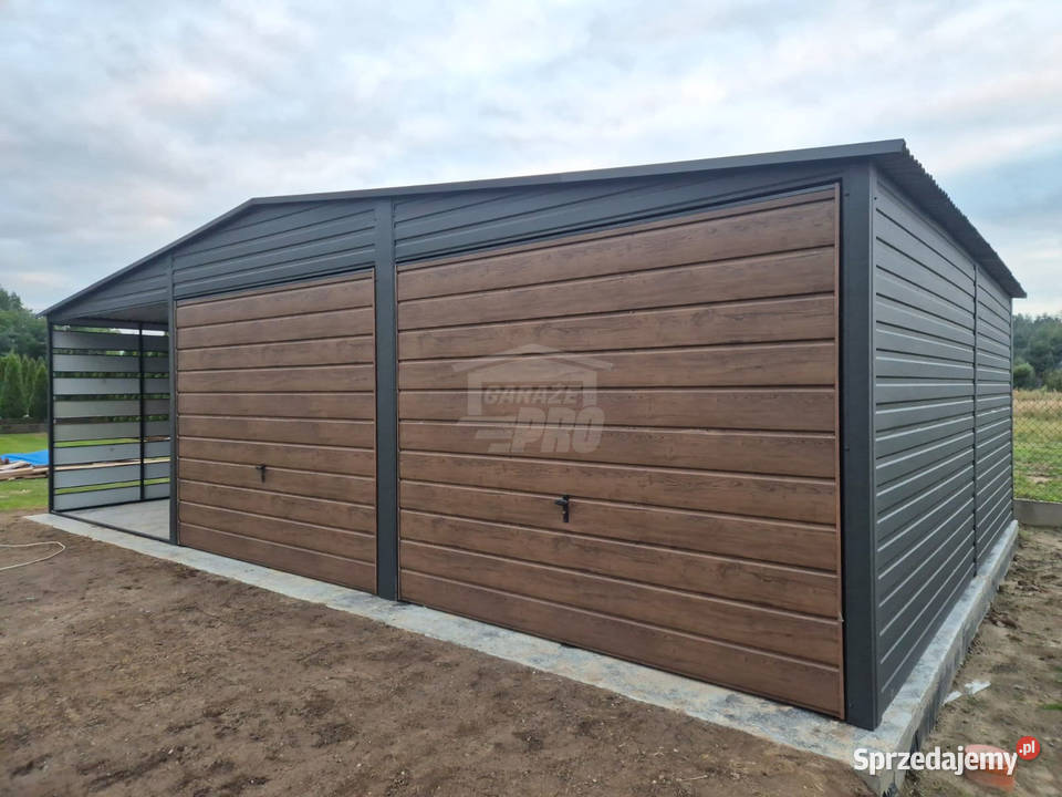 Garaż blaszany 6x6m wiata 3m 2x brama drzwi dach lubuskie