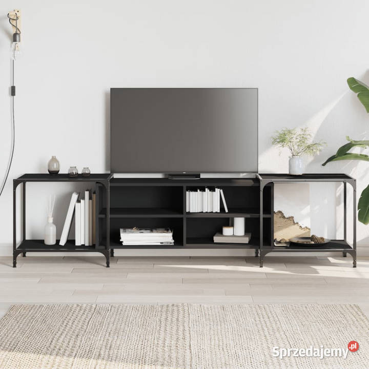 Szafka pod TV czarna 203x37x50 materiał mazowieckie Warszawa