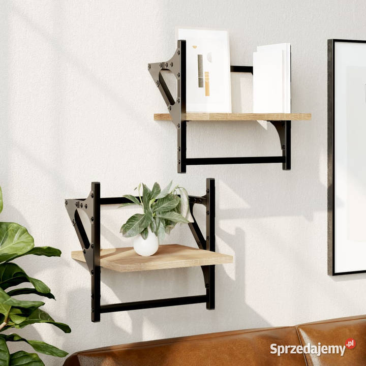 Półki ścienne z drążkami 2 dąb sonoma 30x25x30 Warszawa