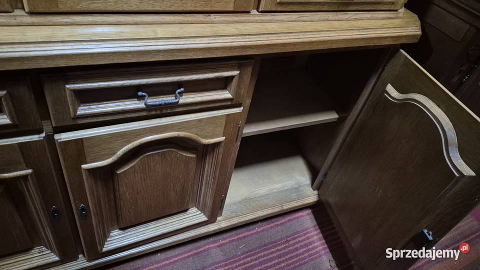 Biblioteka gabinetowa kredens witryna dębowa dąb Sypniewo