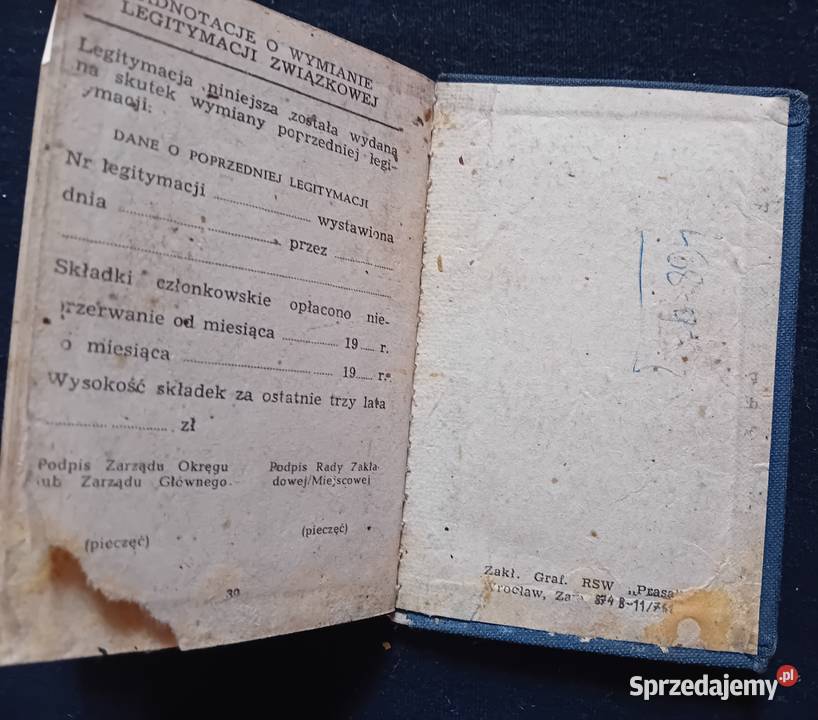 Legitymacja Związku Nauczycielstwa Polskiego wielkopolskie Koźminek