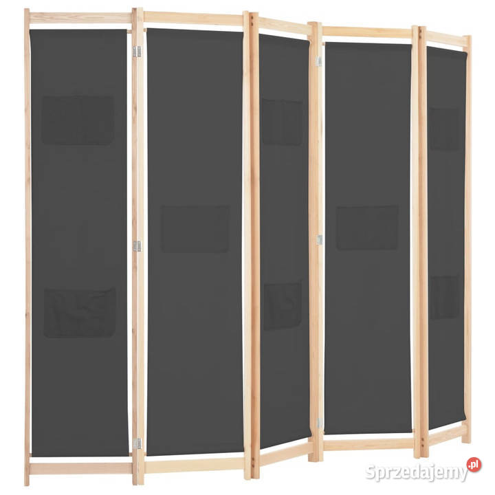Parawan 5panelowy szary 200 x 170 x 4 tkanina