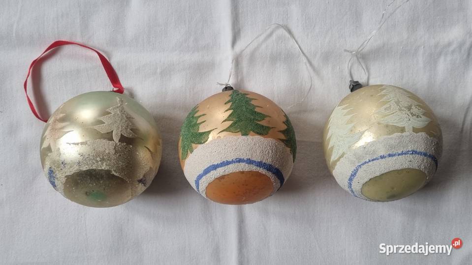 Piękne stare bombki szklane zdobione vintage PRL wielokolorowy Warszawa