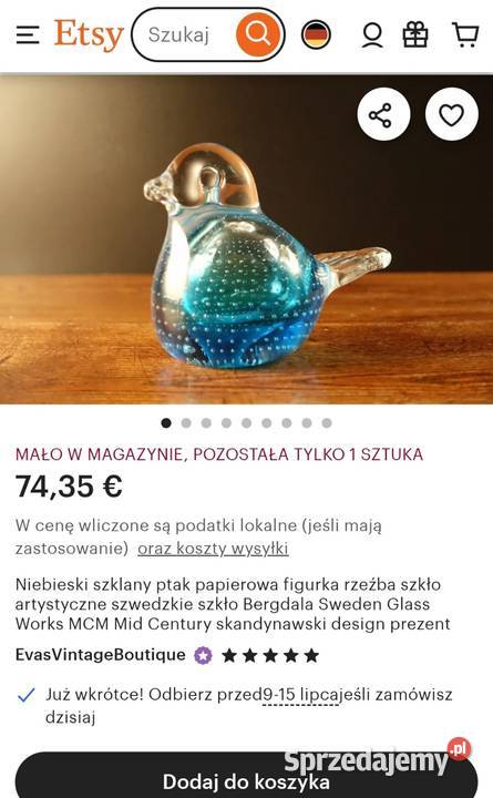 Huta szkła Bergdalaszwedzki skandynawski design Pabianice sprzedam