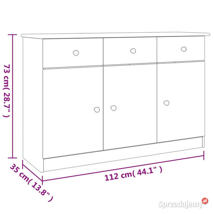 Szafka ALTA biała 112x35x73 lite drewno sosnowe Warszawa