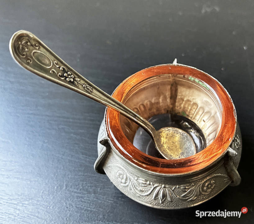 Platerowana solniczka z łyżeczką Rosja Łódź