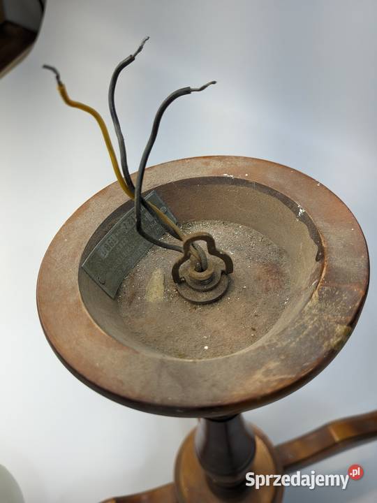 Żyrandol drewniany PRL 1987 Otwock Mory