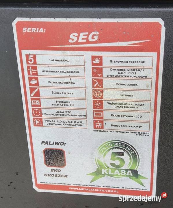 Piec na eko groszek METALFACH 38kW z podajnikiem Zrębice