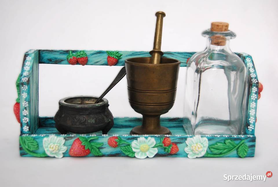Drewniana półka na przyprawy ręcznie malowana Lublin