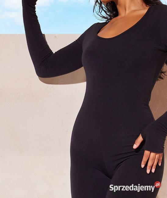 PRETTYLITTLETHING CZARNY DŻERSEJOWY KOMBINEZON Pozostałe Moda i Styl