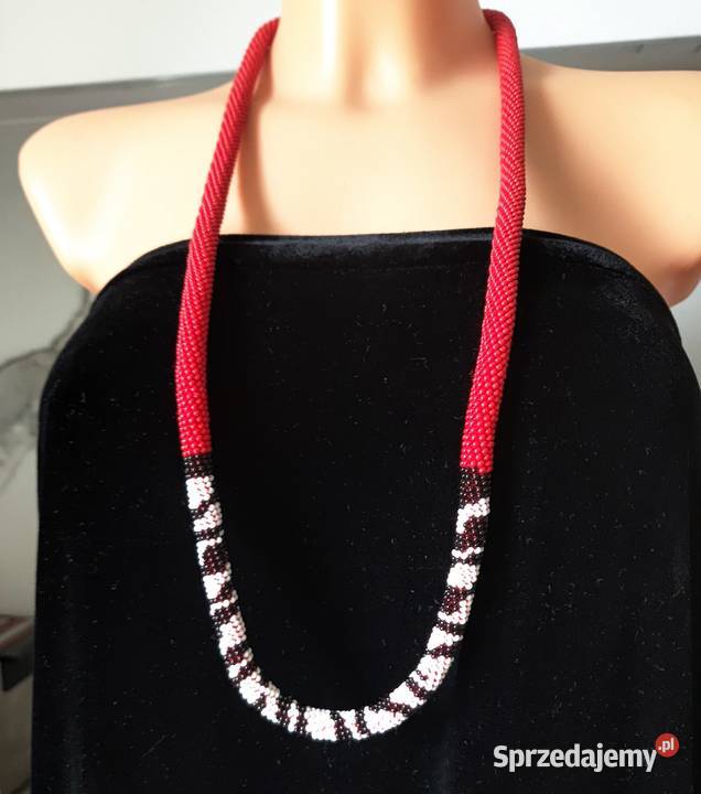 Naszyjnik czerwony w zwierzece wzory małopolskie Trzebinia sprzedam