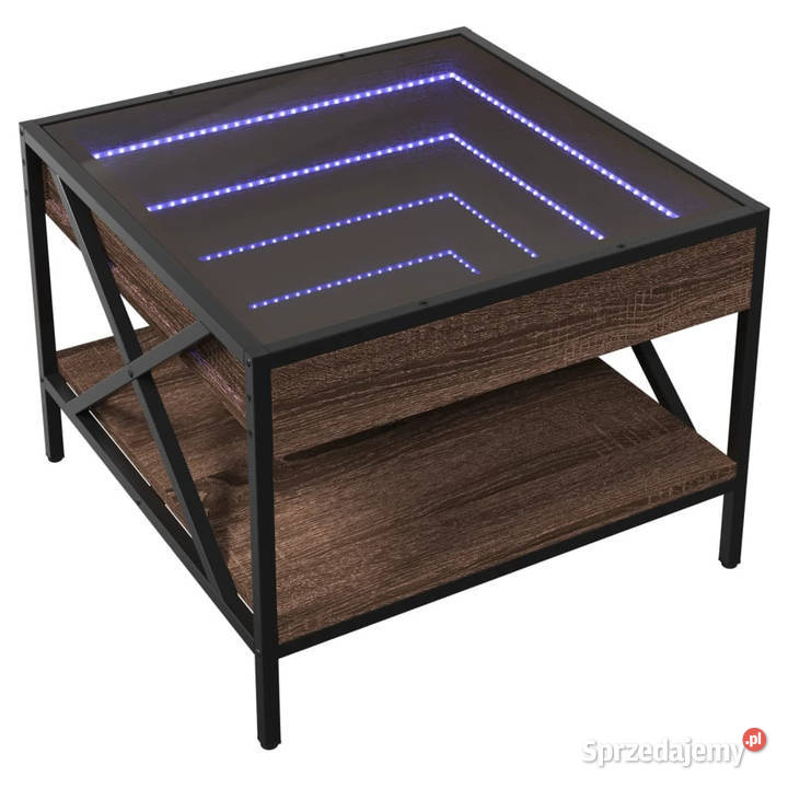 Stolik kawowy z LED Infinity brązowy dąb mazowieckie Warszawa