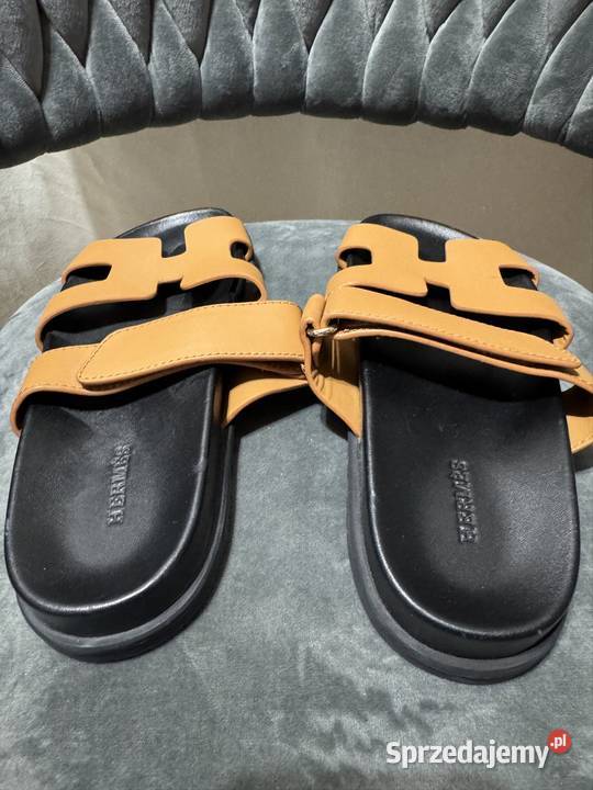 Klapki damskie Herms r38 skóra naturalna WAWA Warszawa