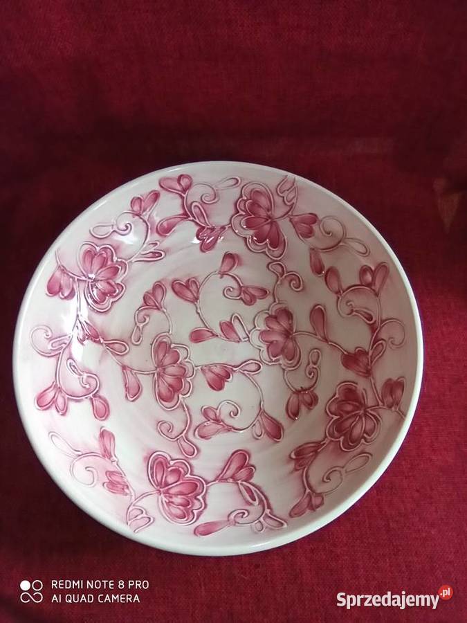 Patera Różowe kwiaty reliefy Gdańsk sprzedam