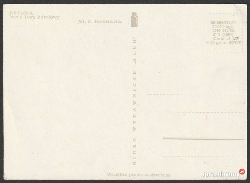 KRYNICA NOWY DOM ZDROJOWY 1963 BEZ OBIEGU Łódź