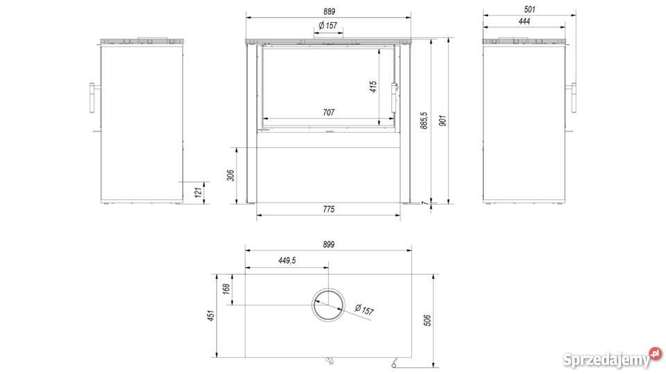KratkiPiec wolnostojący JUNO 12 panel czarny Góra Kalwaria