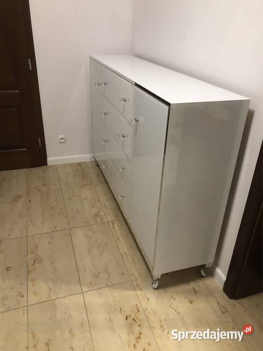 Komoda lustrzana biała glamour gałka kryształ