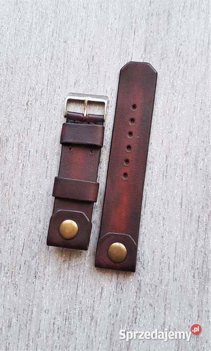 Skórzany pasek zegarka 22mm przyciemniany brąz mazowieckie Płock