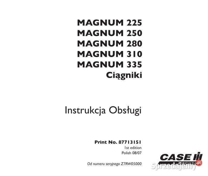 Instrukcja obsługi case magnum 225 250 280 310 315