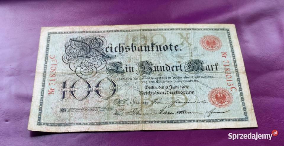 Banknot Niemcy 100 Marek 1907 Poszukiwany Rzadki