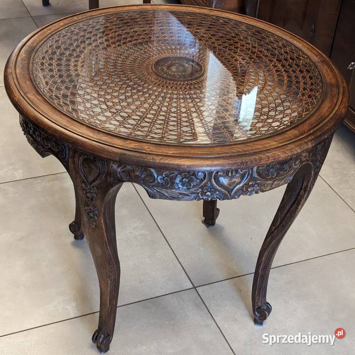 Wspaniały okrągły stolik ludwikowski dąbsklep Dąbrowa Górnicza