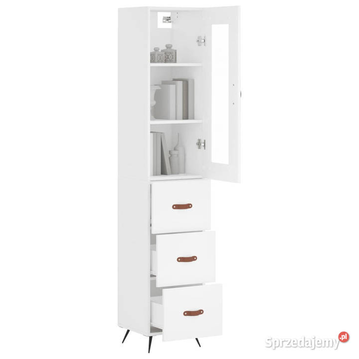 Wysoka szafka biała 345x34x180 materiał Warszawa