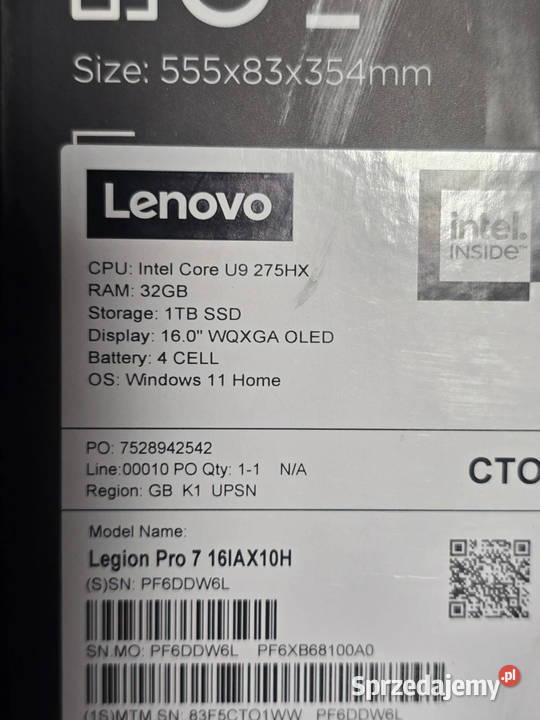 Lenovo Legion Pro 7 16IAX10H 16 Core Ultra 9 RTX