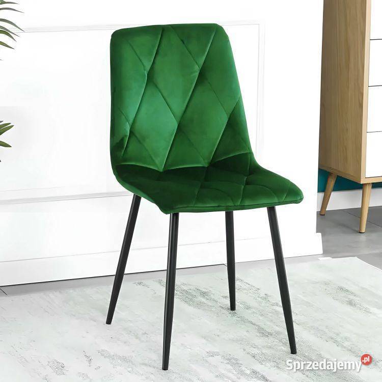 Komplet 4 krzeseł krzesło pikowane welurowe do