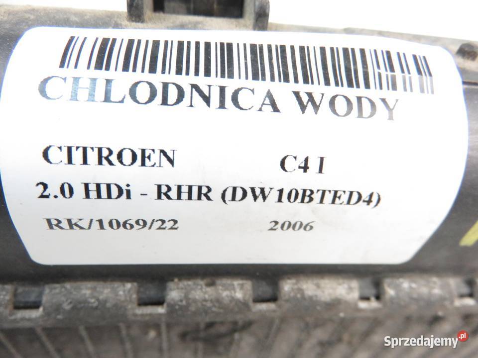 CHŁODNICA WODY CITROEN C4 I 20 HDi 9646577680 osobowe sprzedam