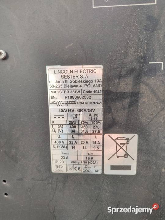 Spawarka BESTER LINKOLN ELECTRICMAG MASTER 351 W Zielęcice