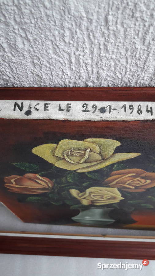 Obraz olejny belgijskiego malarza G Lecry Kwiaty Piła