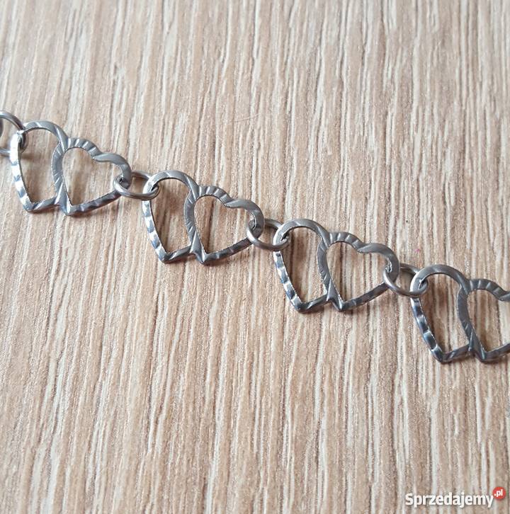 Nowa bransoletka metalowa srebrny kolor serca Szczecin