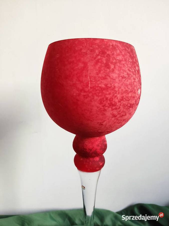 Kielich szklany czerwony lampion h40 Głuchołazy