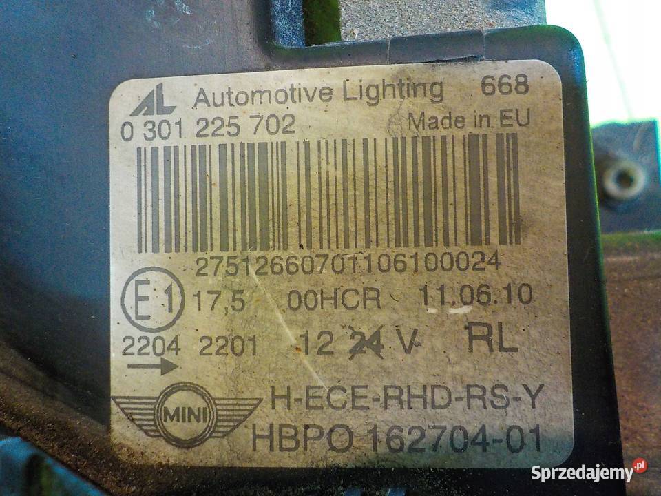 MINI CLUBMAN I R56 lampa prawa przod 0301225702 Suków