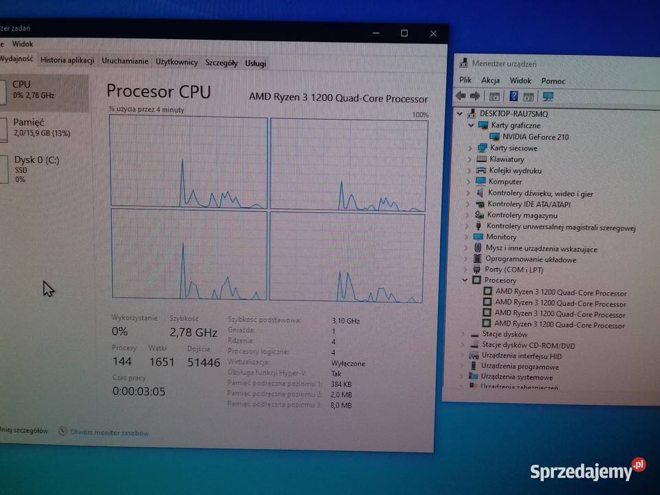 AMD Ryzen 3 1200 AE 4x31GHz AM4 8MB Sprawny Inne AMD Bydgoszcz