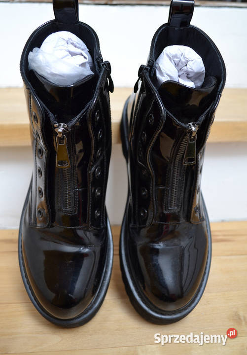 czarne buty na zimę lace up boot botki czarny