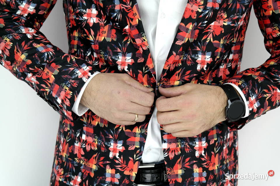 Giovanni Pera marynarka męska kolorowa krata Odzież i bielizna męska Ostrów Wielkopolski