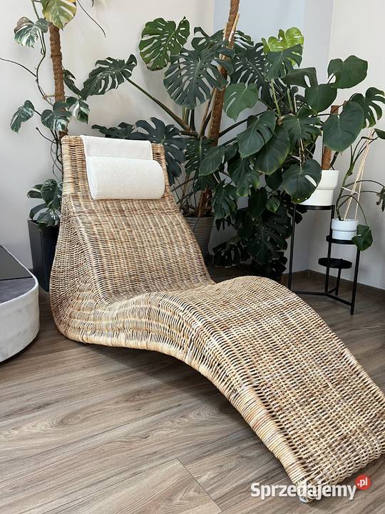 Leżanka vintage fotel rattanowy szezlong Ikea