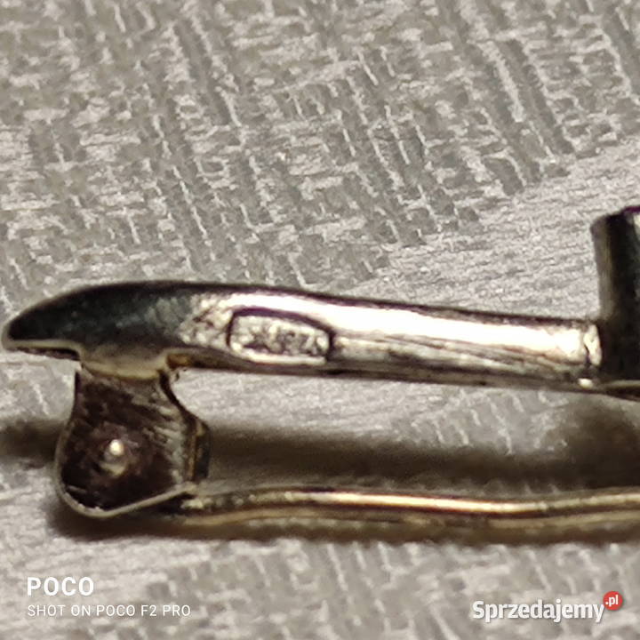 Antyk Pozłacana srebrna broszka z turmalinami Wrocław