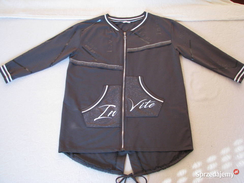 Piękna oliwkowa rozpinana bluza z bawełny ze Wiosenna/Jesienna  Brzegi