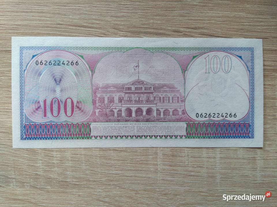 Banknot 100 guldena Surinam Numizmatyka Chrząstawa Mała
