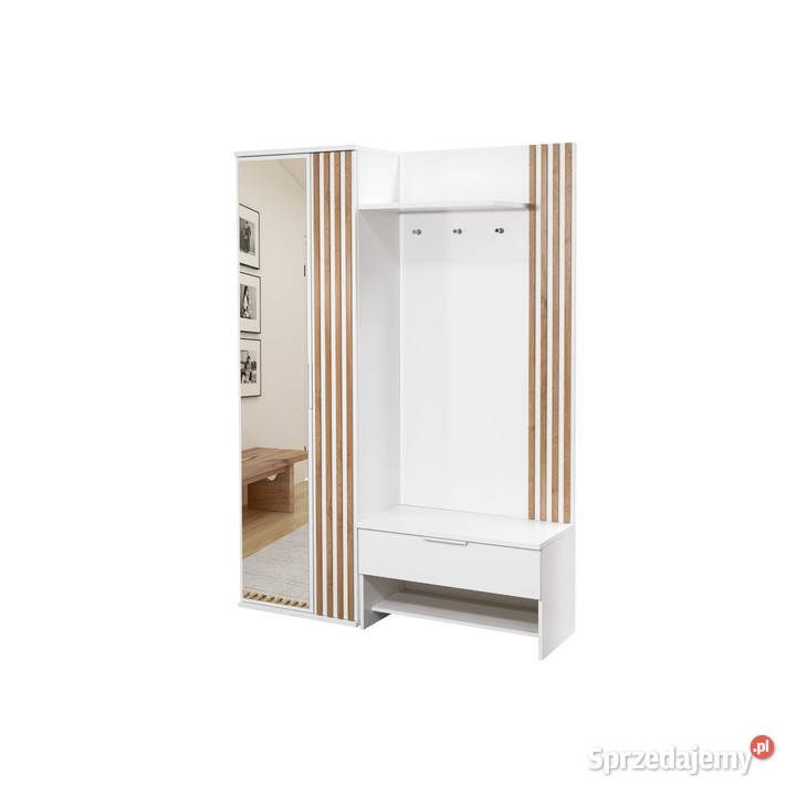 Garderoba Milo 140x200x40 z lamelami biała dąb Wieruszów